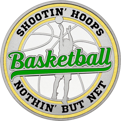 Green "Basketball" with Gold Outer Circular Borders